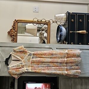 Floral flutter sleeve Dress small